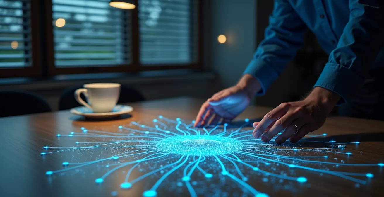 Professionista italiano che utilizza strumenti di intelligenza artificiale in ambiente lavorativo