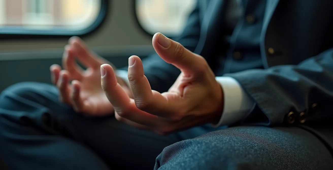 Pendolare italiano pratica la scansione corporea in metropolitana