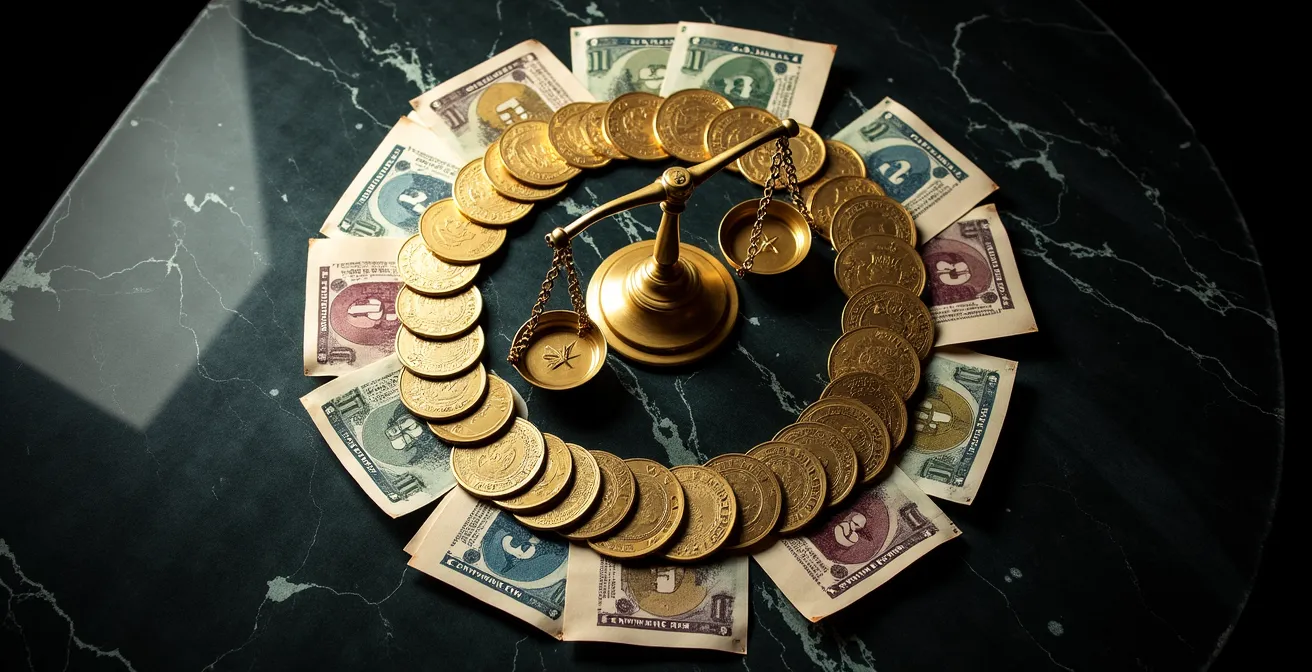 Composizione visuale di un portafoglio difensivo con oro e titoli di stato