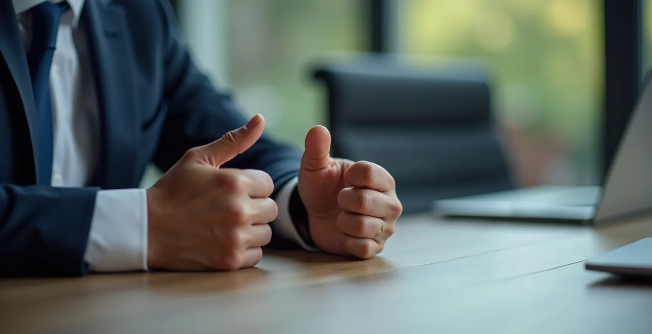 Professionista applica la tecnica STOP durante una riunione tesa