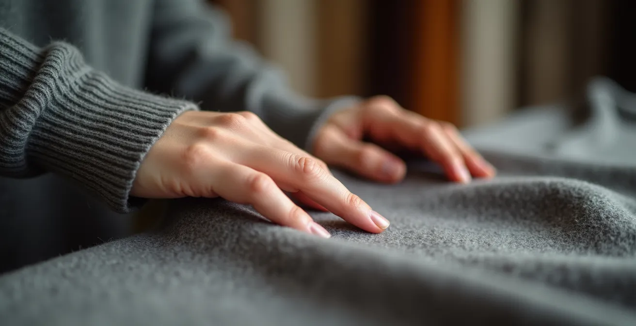 Test tattile per verificare la qualità del tessuto e prevenire il pilling